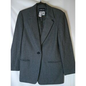 Vintage Sag Harbor Womens Wool Blend Blazer Jacket Gray Single Button 6 F430003C